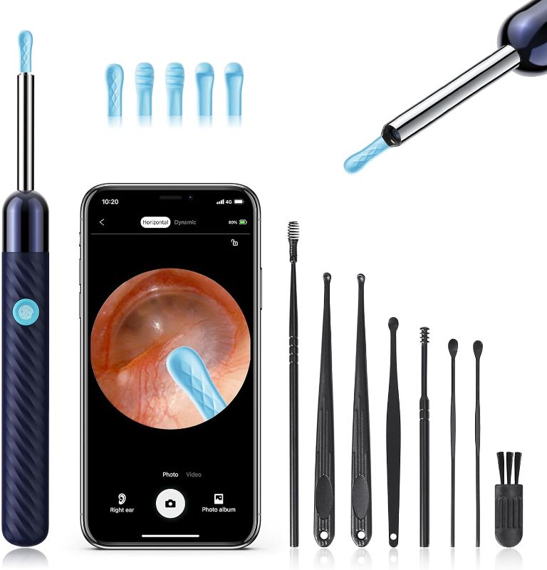 Photo 1 of Ear Wax Removal - Earwax Remover Tool with 8 Pcs Ear Set - Ear Canal Cleaner with 1080P Camera - FSA HSA Eligible - Ear Cleaning Kit with 6 Ear Spoon - Ear Camera for iOS & Android (Midnight Blue)