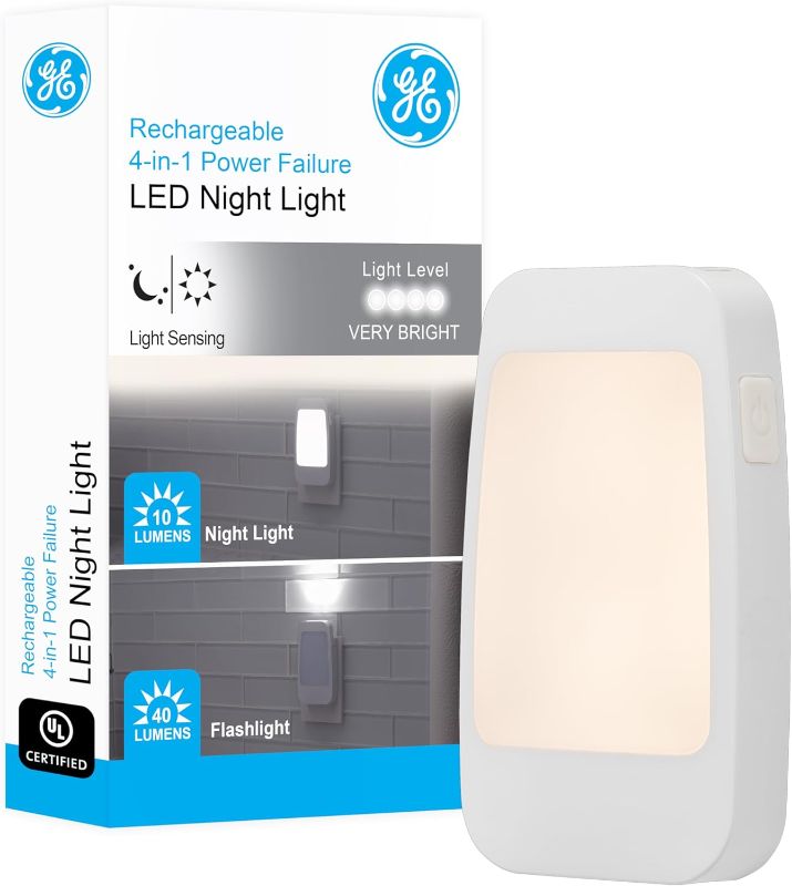 Photo 1 of GE 4-in-1 LED Power Failure Night Light, Dusk-to-Dawn Sensor, Foldable Plug, Portable, Flashlight, Ideal for Storm, Outage, Emergency, Blackout, Hurricane, Tornado, White, 29679