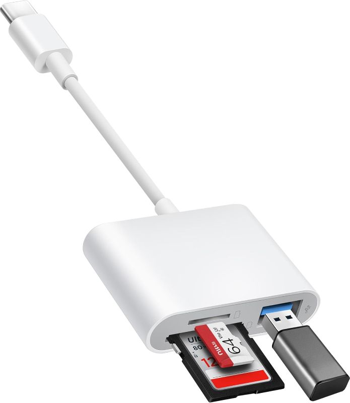 Photo 1 of USB C to SD Card Reader, BnmxTek SD Card Adapter with SD MicroSD USB 3 Ports, USBC Memory Card Reader for iPhone 15 16, iPad, Mac, MacBook Pro/Air, Android and More USB-C/Type C Devices