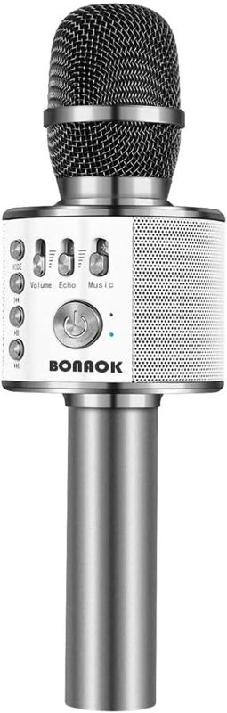 Photo 1 of BONAOK Wireless Bluetooth Karaoke Microphone,3-in-1 Portable Handheld Karaoke Mic Speaker Machine Home Party Birthday for All Smartphones Q37 (Space Gray)