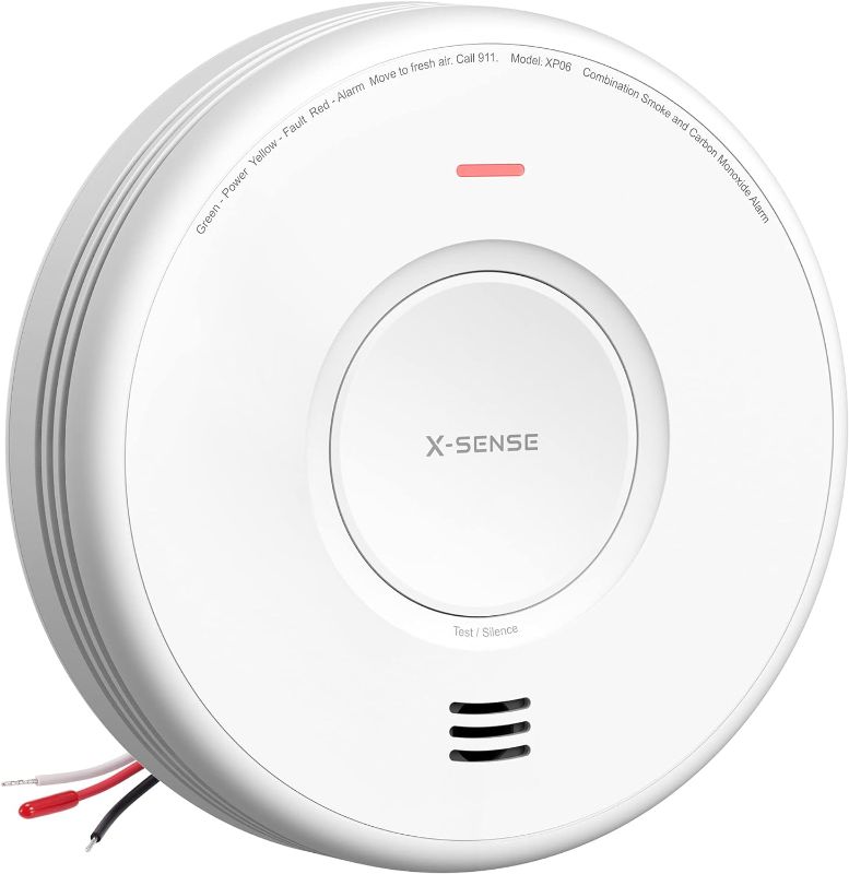 Photo 1 of X-Sense AC Hardwired Combination Smoke and Carbon Monoxide Detector, Hardwired Interconnected Smoke and CO Detector Alarm with Replaceable Battery Backup, XP06, 1-Pack