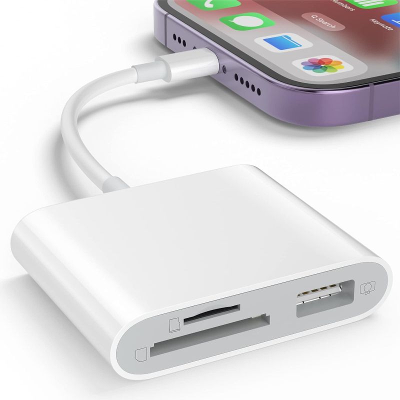 Photo 1 of SD Card Reader for iPhone, Memory Card Reader with USB Camera Adapter Plug and Play Trail Game Camera Viewer Supports SD and TF Card MicroSD Card Adapter for iPad No App Required
