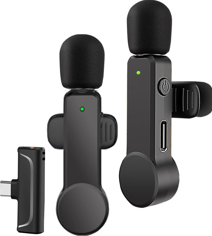 Photo 1 of 2 Pack Lavalier Microphone USB C Wireless Lav Mic for Android Phone Noise Canceling Mini Lapel Mic Type C for iPhone 15/16 (USB-C) Video Recording Vlog