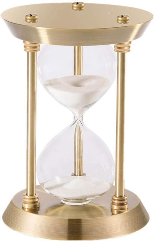 Photo 1 of Hourglass Sand Timer 60 Minute:Brass Sand Clock 60 Minutes,Vintage White Sand Watch 60 Min,Metal 1 Hora Reloj De Arena Grande,Large Unique Unity Hour Glass Sandglass for Office Desk