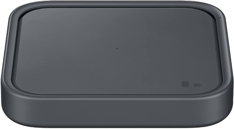 Photo 1 of Samsung 15W Wireless Charger Single, Cordless Super Fast Charging Pad for Galaxy Phones and Devices, Compact Design, LED Indicator, USB C Cable Included, 2022, US Version, Grey