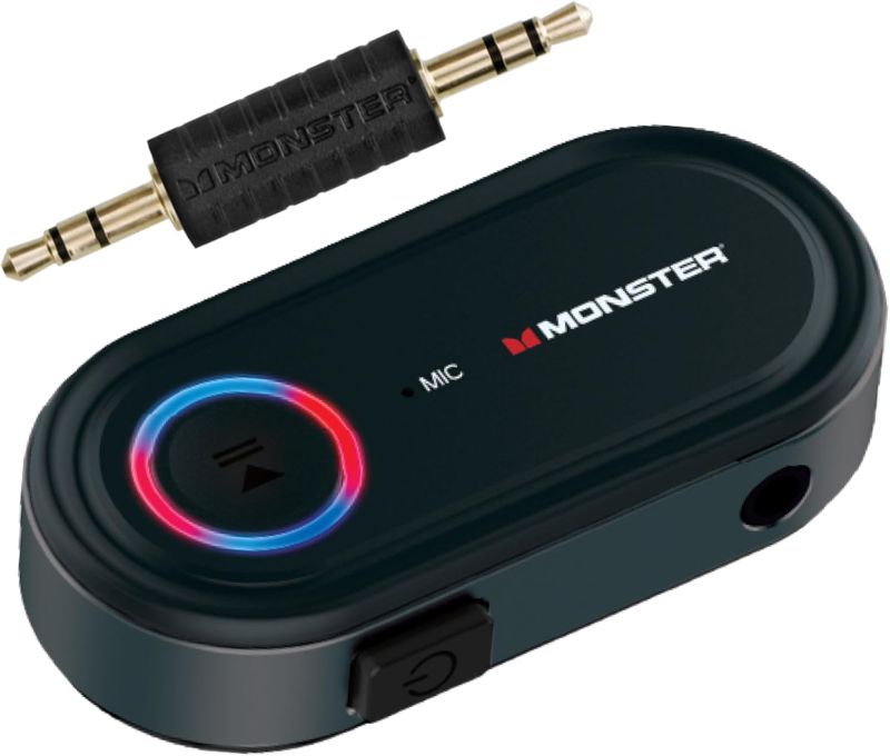 Photo 1 of Monster Bluetooth Receiver for Car and Home, Bluetooth Car Adapter Audio Receiver with 3.5mm Aux, Microphone, Google Voice & Siri Compatible, Hands-Free Calls, for Headphones Speakers Vehicles Planes
