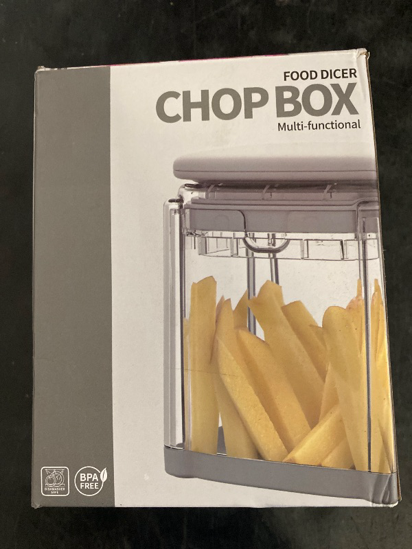 Photo 1 of French Fry Cutter 4-in-1 Food Dicer Chop Box, Potato Cutter for Fries Potato French Fry Onion Cutter Food Chopper Manual Hand Vegetable Cutter Dicer Apple Slicer, 4 Blades