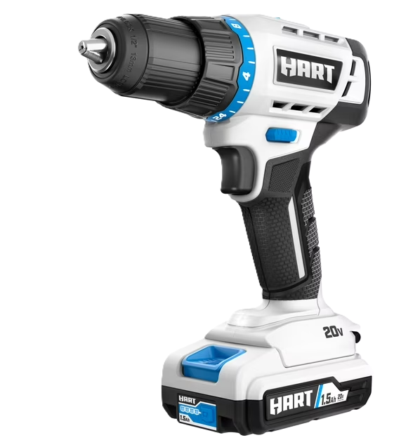 Photo 1 of HART 20-Volt 1/2-inch Cordless Drill/Driver Kit, (1) 1.5Ah Lithium-Ion Battery, Gen 2