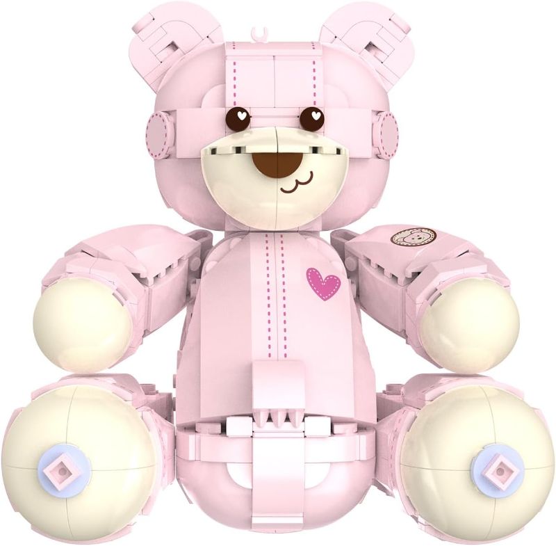 Photo 1 of JAKI Teddy Bear for Girlfriend Birthday Gifts Girls Pink Bear Women Building Set Adults Building Blocks for Her DIY Gifts