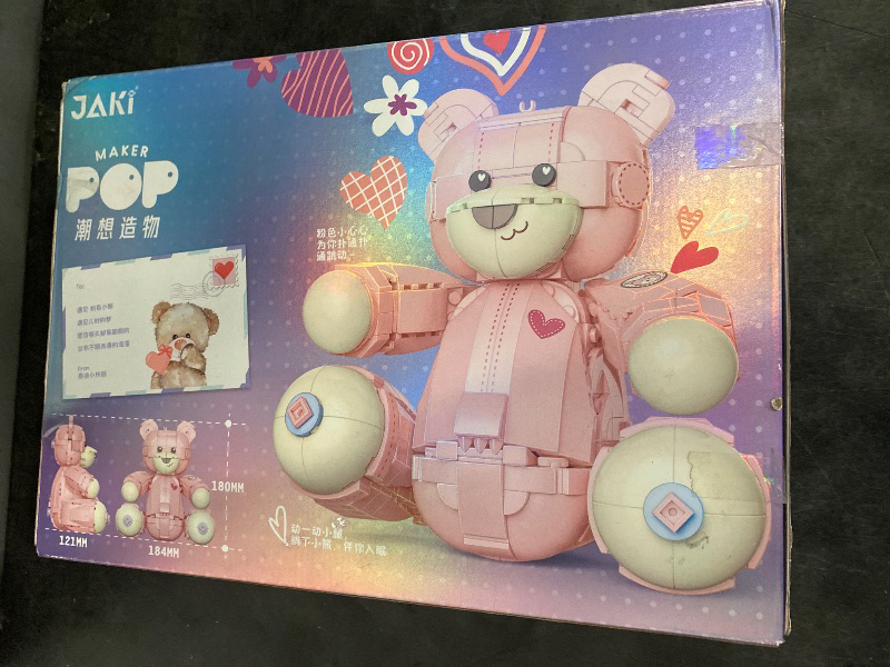 Photo 1 of JAKI Teddy Bear for Girlfriend Birthday Gifts Girls Pink Bear Women Building Set Adults Building Blocks for Her DIY Gifts