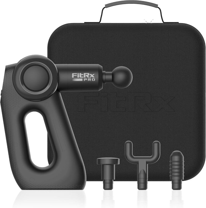 Photo 1 of Handheld Therapeutic Percussion Massage Gun with 5 Speed Settings, 3 Arm Angles, and 4 Swappable Heads for Premium Back & Muscle Relief