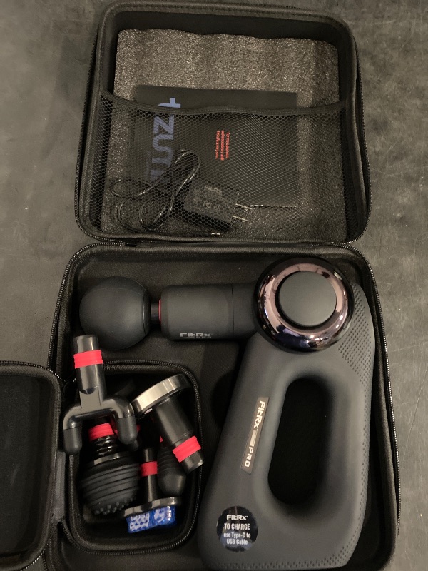 Photo 1 of Handheld Therapeutic Percussion Massage Gun with 5 Speed Settings, 3 Arm Angles, and 4 Swappable Heads for Premium Back & Muscle Relief