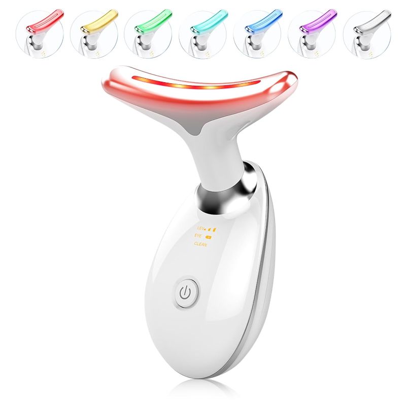 Photo 1 of Light Based Multifunctional Facial Massager, 7 Color Portable Face Massager Tool for Skin Care, Glossy White