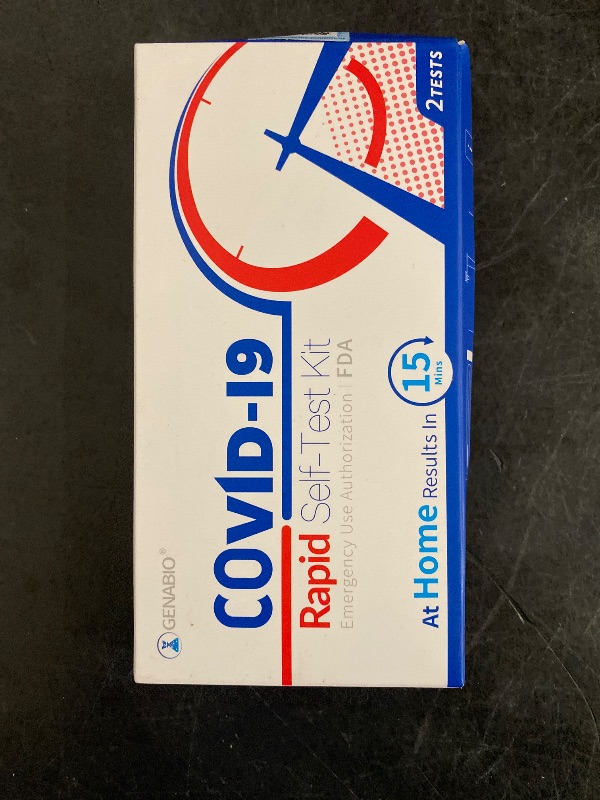 Photo 1 of Genabio COVID-19 Rapid Self-Test Kit (15 Minute Results), OTC at Home Self Test, Non-Invasive Short Nasal Swab, FDA/EUA Authorized, HSA/FSA Eligible (1 Pack, 2 Tests)