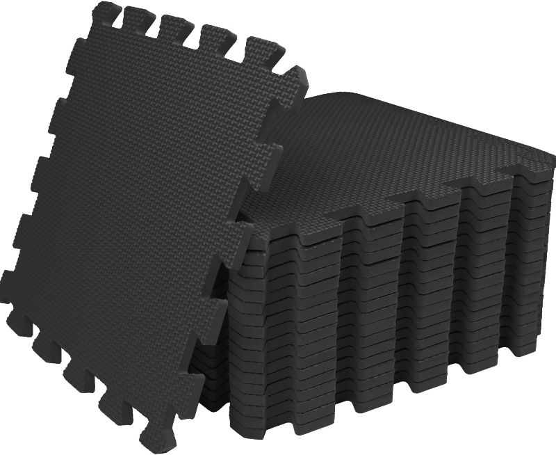 Photo 1 of 18 Tiles Gym Floor Mat, EVA Foam Puzzle Gym Mat, High-Density Interlocking Foam Floor Tiles for Home Gym, Play Workout Garage Kitchen Flooring
