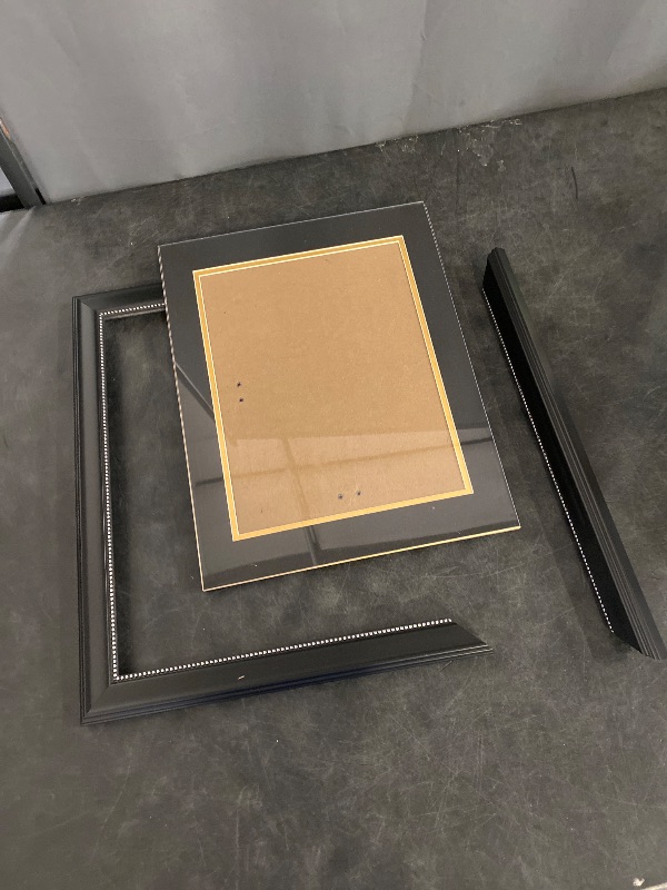 Photo 1 of GraduationMall 8.5x11 Diploma Frame with Black over Gold Mat or Display 11x14 Document without Mat, UV Protection Acrylic, Black with Silver Beads