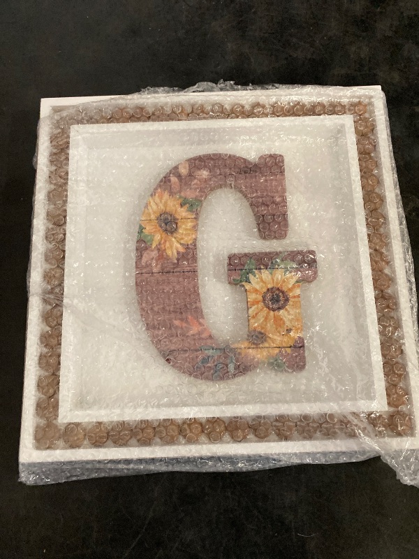 Photo 1 of COLLECTIVE HOME - Monogram Wall Signs, Sunflower Decorative with Beads, Personalized Letters for Wall Decor, Tabletop Alphabet Signs, 10" x 10", (G)
