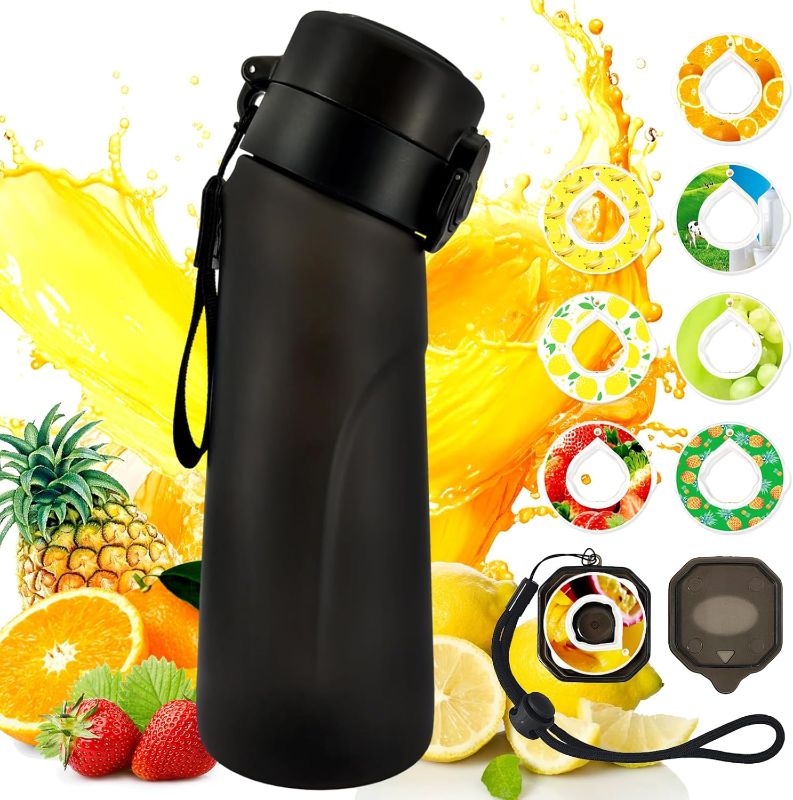 Photo 1 of Air Water Bottle with Flavor Pods, 750ML Scent Water Cup with Flavor Pods Box?0% Sugar Fragrance Water Bottle Suitable for Outdoor Sports (Black+8pods)