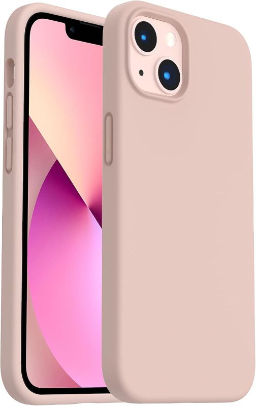 Photo 1 of Shockproof Liquid Silicone Designed for iPhone 13 Case Gel Rubber Anti-Shock Cover Case Drop Protection 6.1inch-Sand Chalk Pink