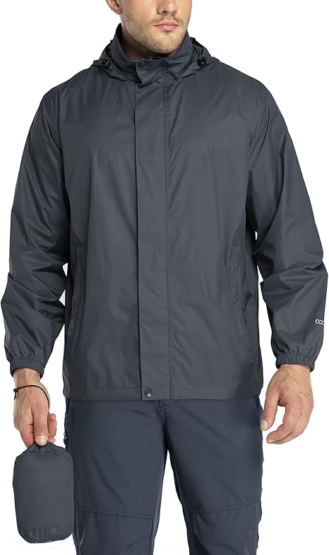 Photo 1 of XL 33,000ft Packable Rain Jacket Men's Lightweight Waterproof Rain Shell Jacket Raincoat with Hood for Golf Cycling Windbreaker
