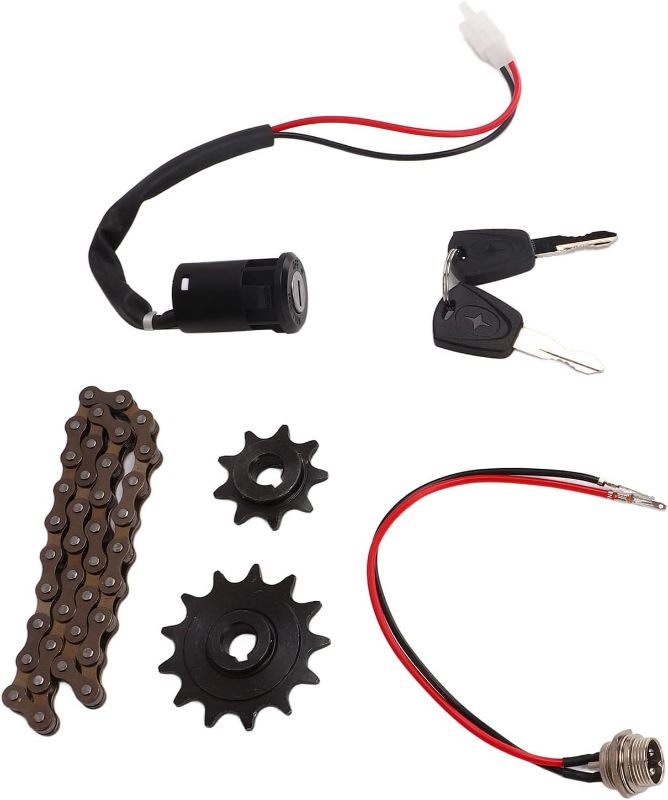 Photo 1 of Alomejor Electric Sprocket Chain Set 38 Links Chain 410 13 Tooth Sprocket 410 9 Tooth Sprocket with Keyway Electric Door Lock Set