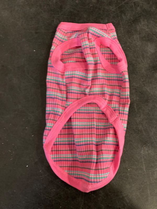 Photo 1 of 100% Cotton Rib Dog Shirt Vest for Small Dogs Teacup Chihuahua Yorkie Puppy Clothes Tank Tee-Pink/XXS