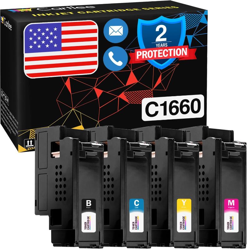 Photo 1 of Cartlee Compatible Toner Cartridges Replacement for Dell C1660, C1660W, C1660cnw, 1660, 1660w, 1660cnw 4G9HP High Yield Laser Printers Ink (1 Black, 1 Cyan, 1 Magenta, 1 Yellow)