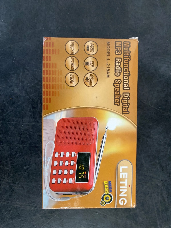 Photo 1 of Mini Portable Radio AM FM Pocket Radio with MP3, LED Flashlight, Digital Radio Speaker Support Micro SD/TF Card/USB, Auto Scan Save, 1200mAh Rechargeable Battery Operated