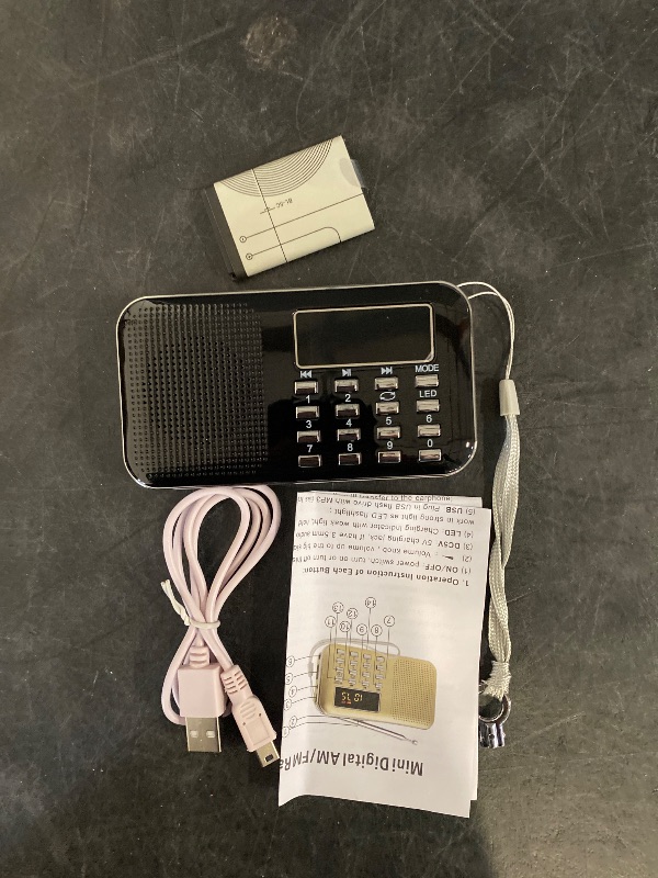 Photo 1 of Mini Portable Radio AM FM Pocket Radio with MP3, LED Flashlight, Digital Radio Speaker Support Micro SD/TF Card/USB, Auto Scan Save, 1200mAh Rechargeable Battery Operated