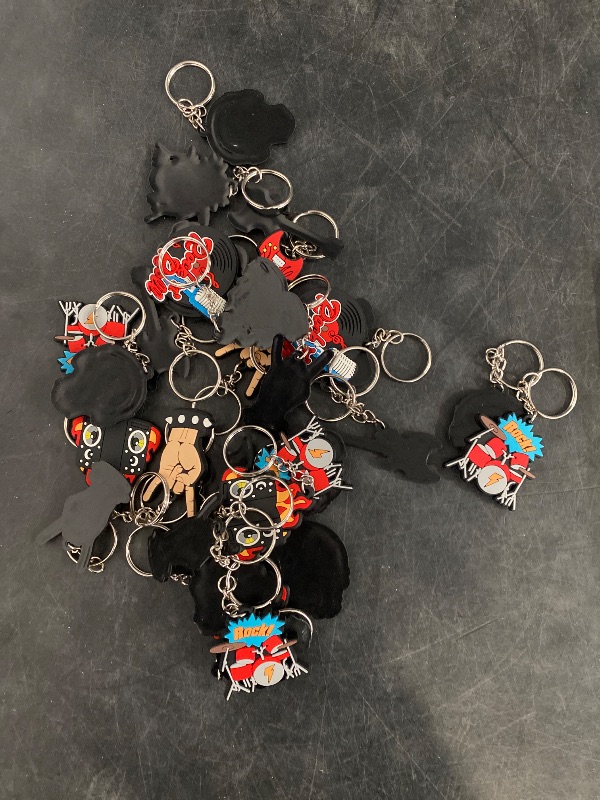 Photo 1 of 30 Pcs Rock and Roll Keychain Rock Star Silicone Key Ring Rock and Roll Party Favors Rock Themed Party Keychain Pendant Piñata Stuffers for Kids Girls Boys Souvenirs Birthday Party Goodie Bag