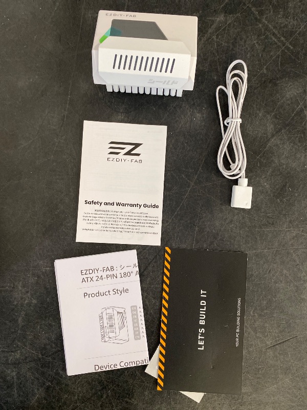 Photo 1 of EZDIY-FAB Shield 24-Pin Angle Adapter with Infinity Mirror ARGB Light,ATX 24 Pin Power Connector, 5V 3pin ARGB Sync-180 Degree-White-1 Pack