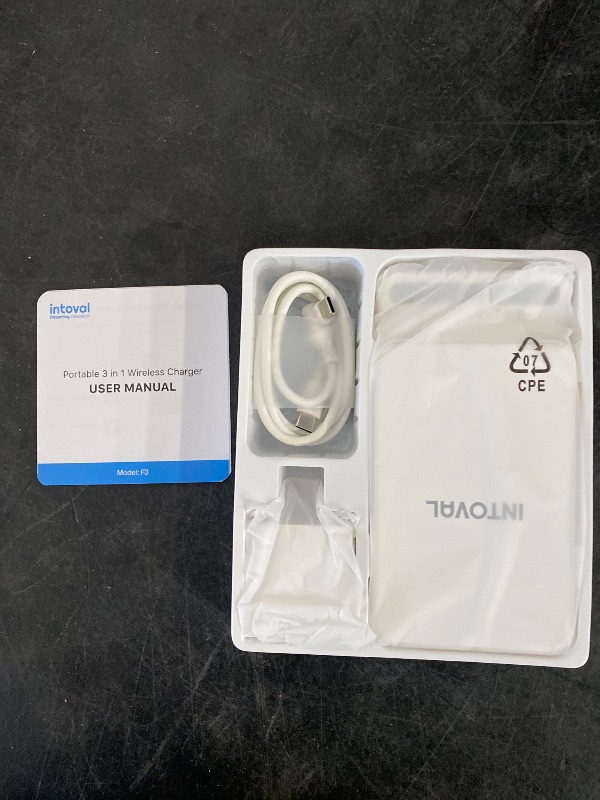 Photo 1 of Wireless Charging Station, Intoval 3-in-1 Foldable Stand for iPhone 16 Pro/16/15 Pro/15/14 Pro/14/13 Max/Plus, Apple Watch 9/8/7/Ultra 2, Airpods, Fast Charging Dock for Multiple Devices (F3,White)