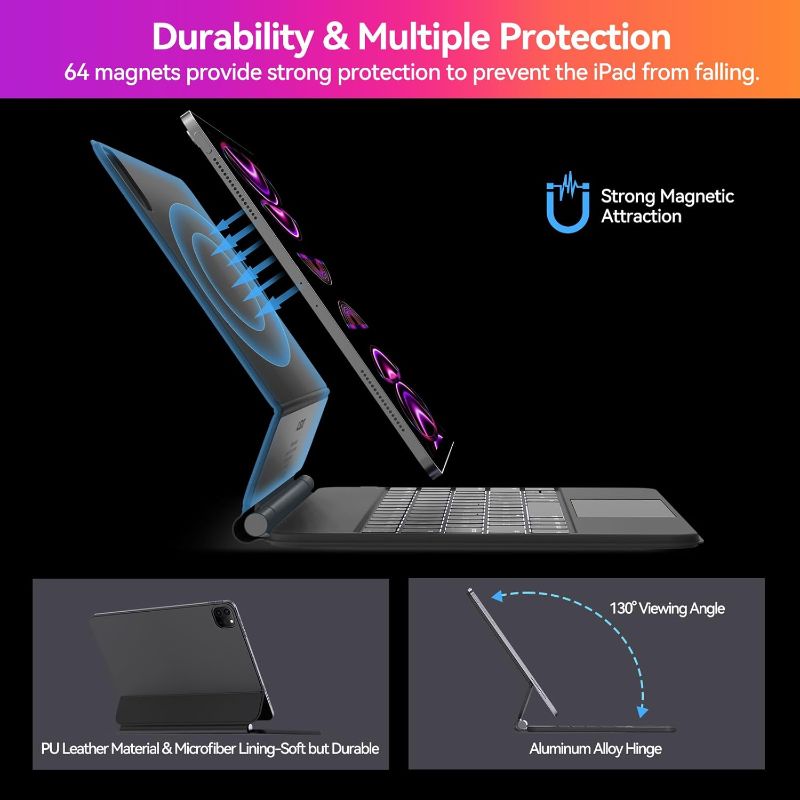 Photo 1 of AUSDOM iPad Air 11 inch Case with Keyboard (M3/M2, 2025/2024) & iPad Pro 11 inch(1st/2nd/3rd/4th Generation), Magnetic Keyboard Case with Multi-Touch Trackpad, Easy-Set Floating Cantilever Stand
