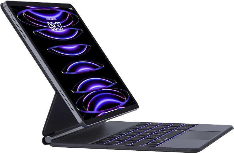 Photo 1 of iPad Air 13 Inch Case Keyboard (M3/M2, 2025/2024) & iPad Pro 12.9 inch (3/4/5/6th Gen): Magnetic Floating Magic-Style Bluetooth Keyboard Case with Smart Trackpad, Easy-Set Floating Cantilever Stand