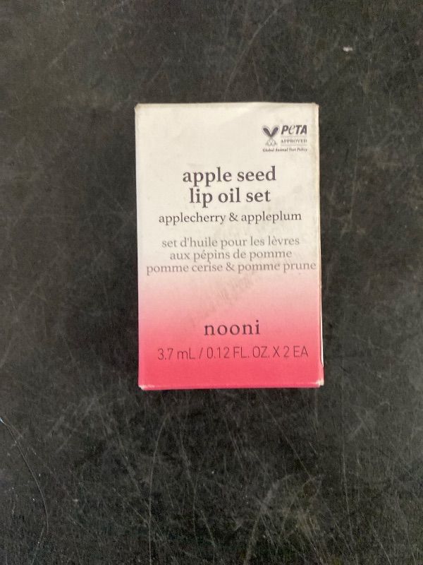 Photo 1 of NOONI Korean Vegan Appleseed Lip Oil Set - Applecherry & Appleplum | Long-Lasting, Moisturizing, Plumping, Revitalizing for Dry Lips, Waterproof, No Peel Off, Mother's Day, 0.12 FL Oz x 2ea
