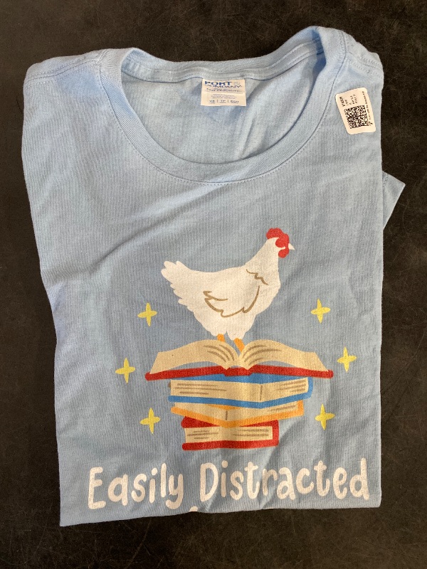 Photo 1 of Xs Easily Distracted By Chickens And Books Chicken Book Lover T-Shirt