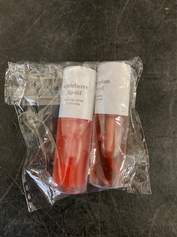 Photo 1 of NOONI Korean Vegan Appleseed Lip Oil Set - Appleberry & Appleplum | Long-Lasting, Moisturizing, Plumping, Revitalizing for Dry Lips, Waterproof, No Peel Off, Mother's Day, 0.12 FL Oz x 2ea