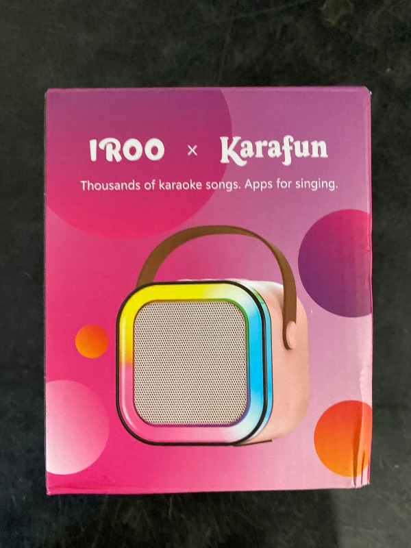 Photo 1 of IROO Mini Karaoke Machine for Kids, 2025 Popular Birthday Gifts Toys for Girls Boys Age 3-12+, Portable Bluetooth Speaker with 2 Wireless Mics, Karafun Premium Song Family Home Party(Pinkcolor)