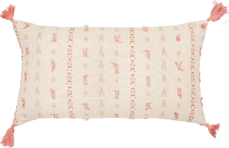 Photo 1 of Home Geometric 14" x 26" Poly Filled Pillow with Cotton Cover-Natural