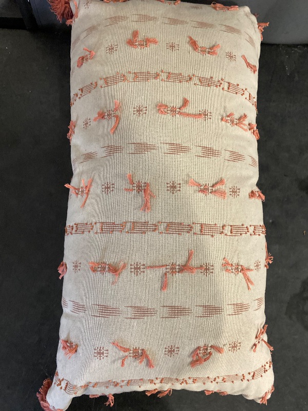 Photo 1 of Home Geometric 14" x 26" Poly Filled Pillow with Cotton Cover-Natural