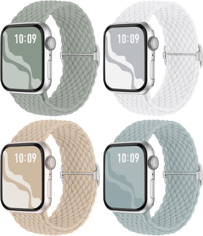 Photo 1 of Braided Stretchy Solo Loop Compatible for Apple Watch Band 38mm 40mm 41mm 42mm 44mm 45mm 46mm 49mm for Women Men, Nylon Elastic Straps Wristbands for iWatch Series 10 9 8 7 6 SE 5 4 3 2 Ultra Ultra 2