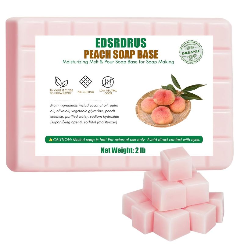 Photo 1 of Scent Soap Base DIY Handmade Soap with Goat Milk/Honey/Peach/Cologne/Shea Butter/Aloe Vera/Oatmeal Milk & Coconut Oil, Moisturizing Melt and Pour Soap Base for Soap Making