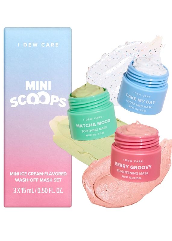 Photo 1 of I DEW CARE Wash Off Face Mask Gift Set - Mini Scoops | Hyaluronic Acid, Korean Self Skincare, Facial Treatment, Vegan, Cruelty-Free, Paraben-Free, Exfoliating, Soothing, Mother's Day Gift