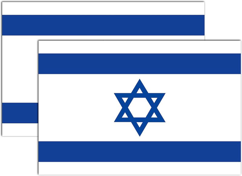 Photo 1 of GEEKBEAR National Flag Car Magnet (Israel, 2 Pack) - Reflective Waterproof Durable Magnetic Sign - 6 x 4 in