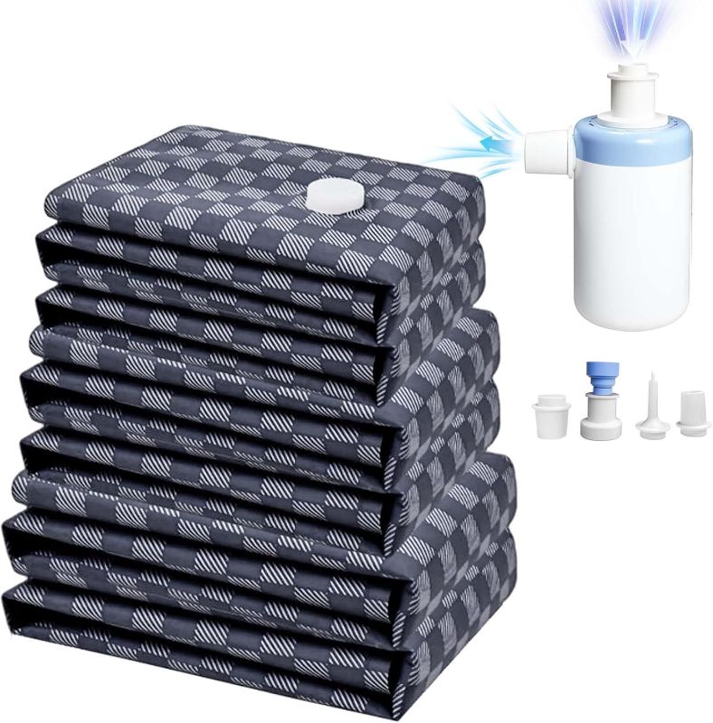Photo 1 of Vacuum Seal Bags for Clothing Travel w/Wireless Pump, Space Saver Vacuum Storage Organizer Bag for Luggage, Seal Compression Packing Bags for Clothes & Blankets 6 Pack (Compression bag)
