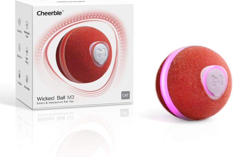 Photo 1 of Cheerble Interactive Cat Ball Toy, Wicked Ball M3, Automatic Moving Smart Anti-Depression Pet Toy Fun Gift with Light