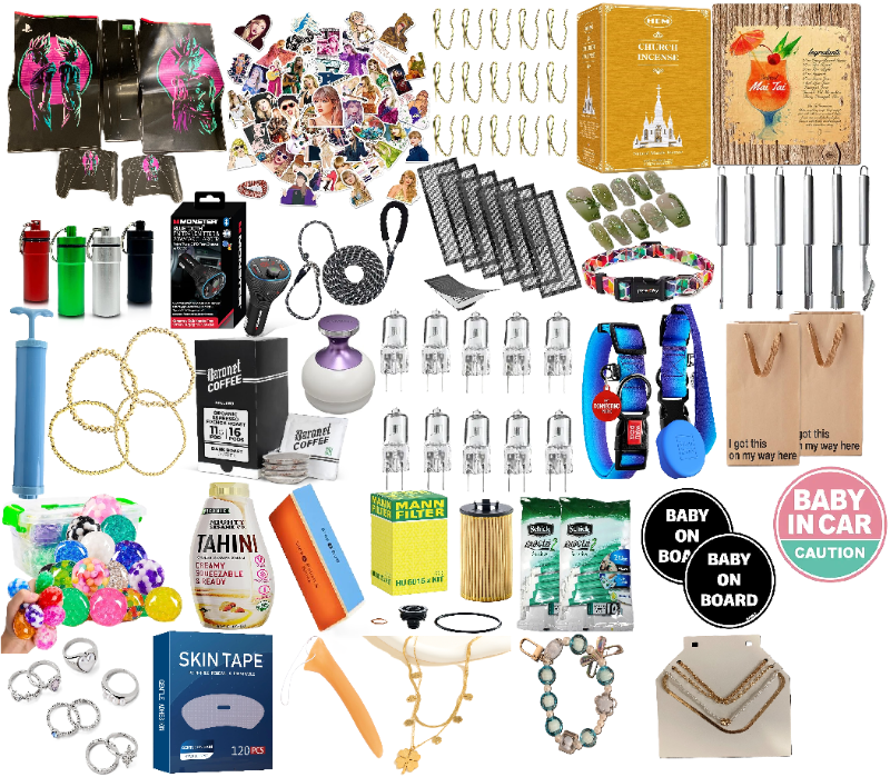 Photo 1 of 36 Item Bundle Jewelry, Beauty Accessories, Electronic Accessories, Automotive Accessories, Dog supplies, Bed & Bath, Costume Accessories , Seasonal & Party Supplies, Home Essentials, Home Decor, Kitchen & Dining, Home Hardware, Toys & Games
_____________