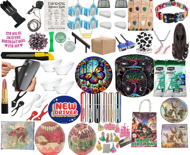 Photo 1 of 36 Item Bundle { Kitchen & Dining, Seasonal & Party Supplies, Car Accessories, Bath & Body, Skin Care, Beauty Accessories, Electronic Accessories, Home Improvement Tools, Outdoor Recreation, home Improvement Hardware, Home Decor, Toys & Games } 
_________