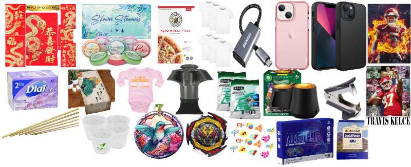 Photo 1 of 27 Item Miscellaneous Bundle | Pet Supplies, Bed & Bath, Computer / Phone Accessories, Pantry, Hair care, Men's clothing, Home Decor, Toys & Games, Kitchen & Dining, Seasonal & Party Supplies, Outdoor Farming Tools, Office Supplies