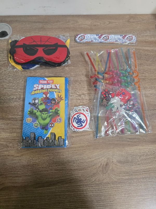 Photo 1 of Hero Party Favors Birthday Party Supplies Bundle - Including Hero Masks, Gift Bags, Slap Bracelets, Stickers, Reusable Straws for Kids Hero Birthday Party Decorations